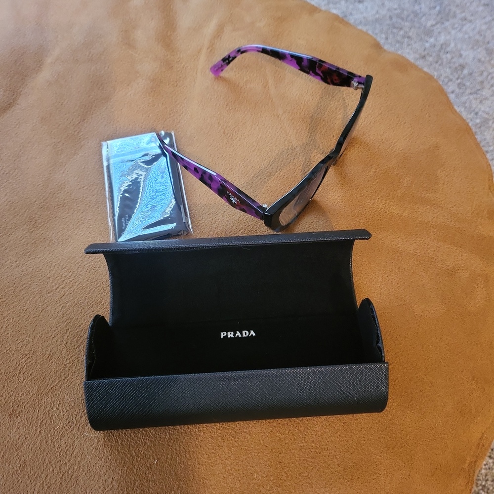 Prada Blue Frame W/ Pink Tortoiseshell Temples Glasses With Case And Cloth - Picture 3 of 3